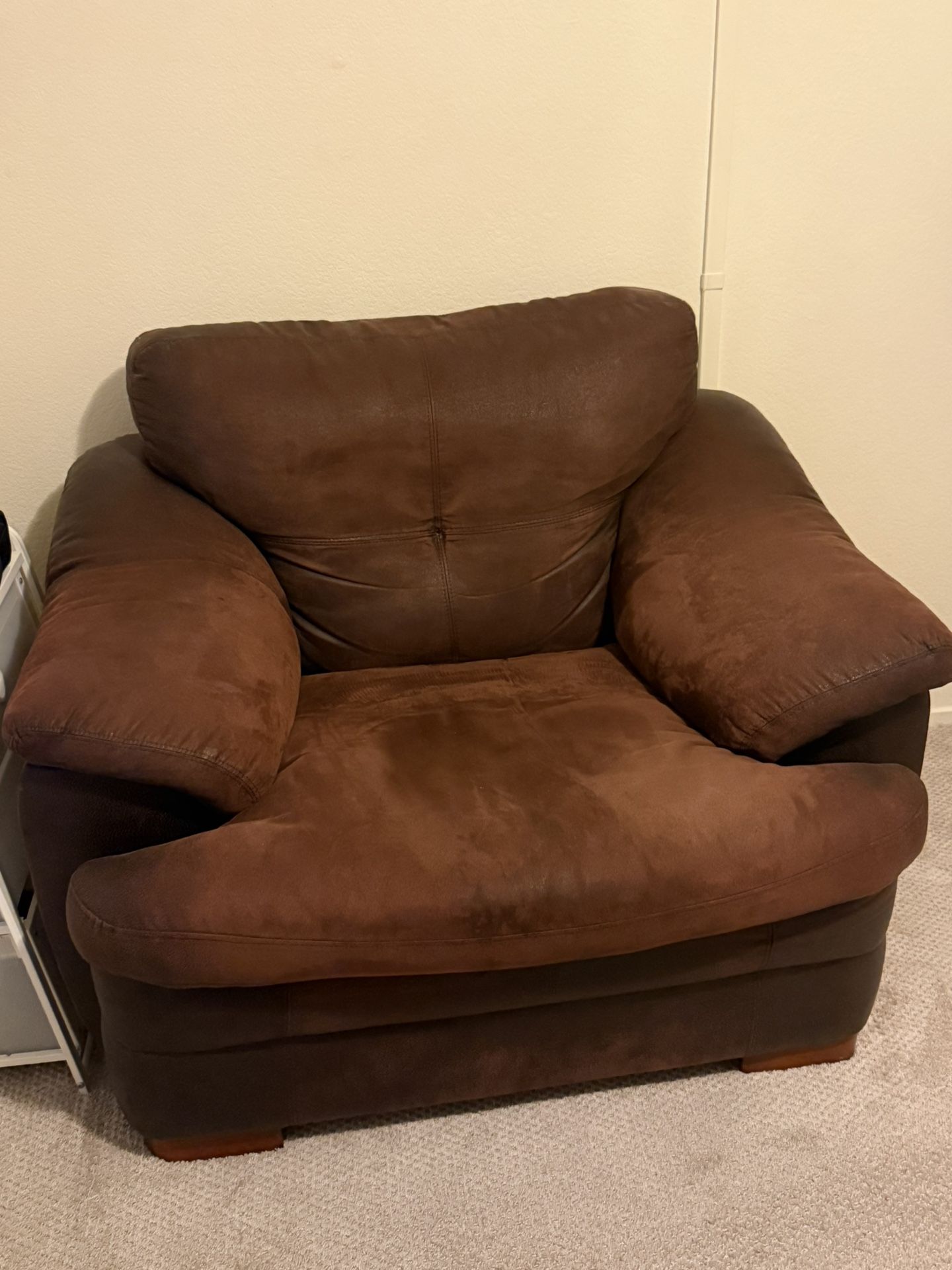 Brown Leather Sofa With Matching Chair.
