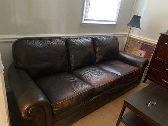 Brown leather couch
