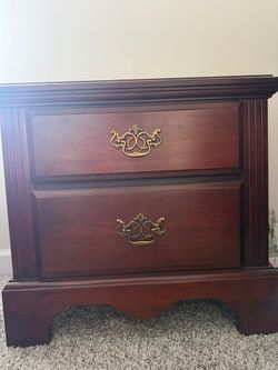 Cherry Wood 2-Drawer Nightstand