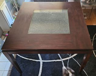 Dark Wood Dining Table with Glass Insert