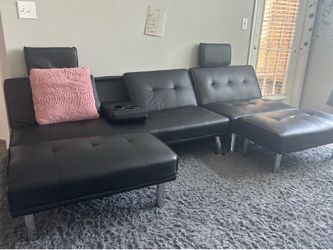 Black Leather Sofa and chair set w 2 ottoman.
