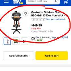 Costway Electric Grill  $45