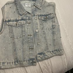 denim vest with rhinestones 