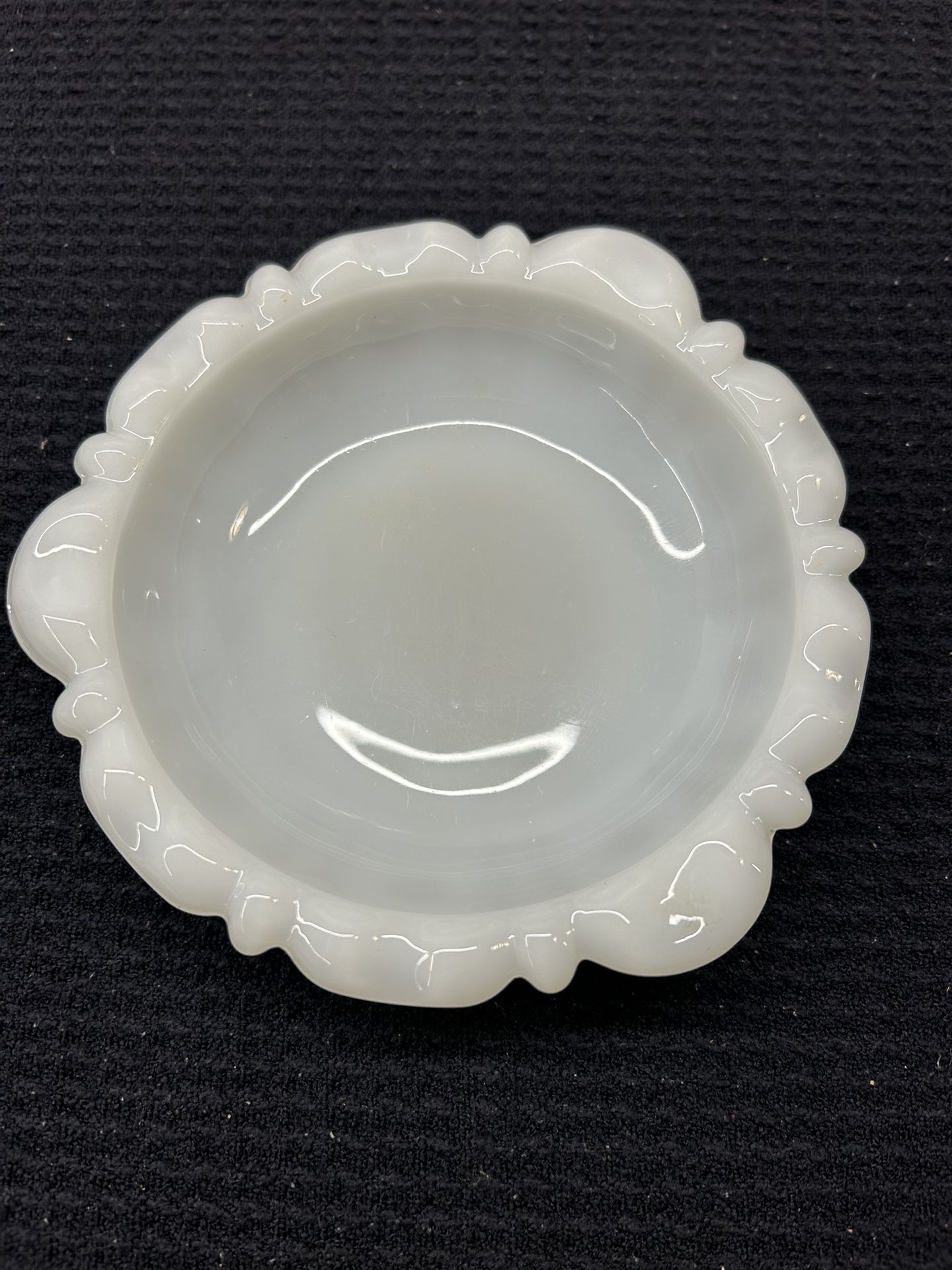 Vintage Anchor Hocking White Milk Glass Trinket Dish / Ashtray / Small Bowl