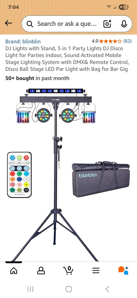 Pair of DJ Lights Bar Gig with Stand, 5 In 1 Lights