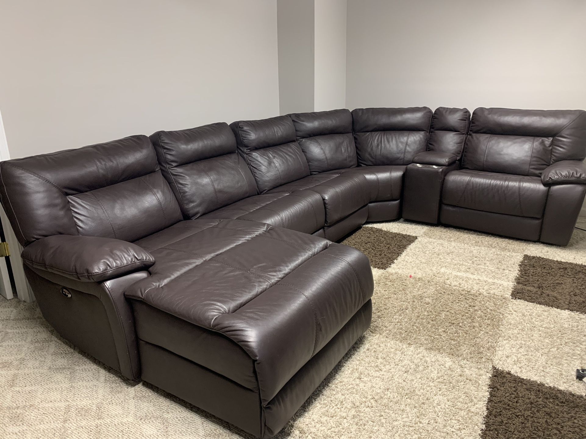Genuine Leather Recliner Sectional