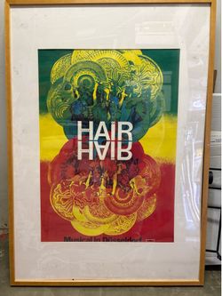 Vintage Original “Hair” Musical in Düsseldorf Framed German Theater Poster