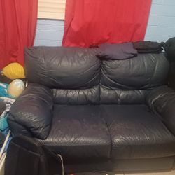 Blue Leather Couch