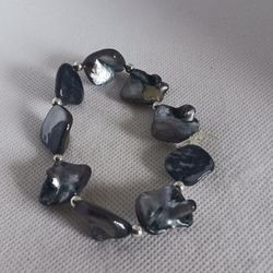Vintage Shell bracelet, stretch cord, 