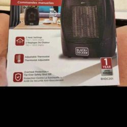 Brand new in the box...Black & Decker personal ceramic heater....2 heat settings, adjustable thermostat, overheat protection and tip-over safety shut 