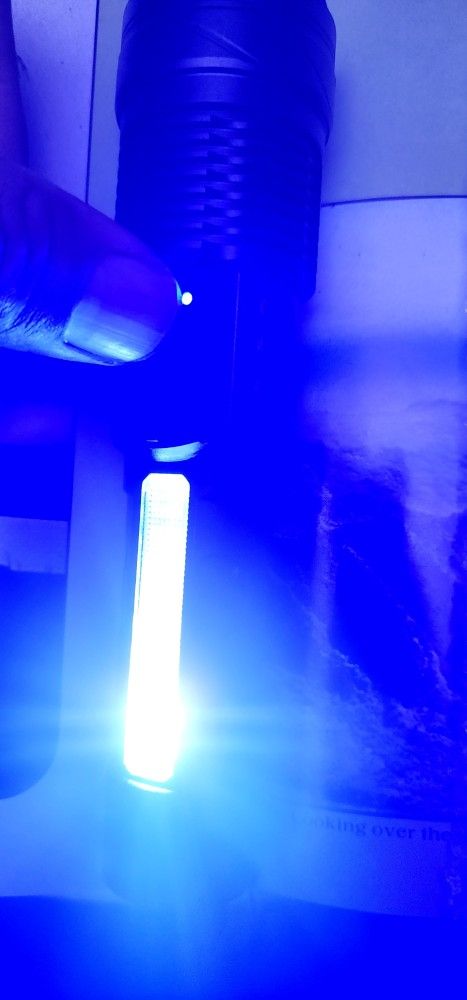 Flashlight (Red And Flashing Blue) High Beam And Zoom Light. 