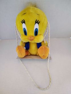 1999 Tweety-Bird on Rope Swing Plush Rare Six Flags Great America Prize