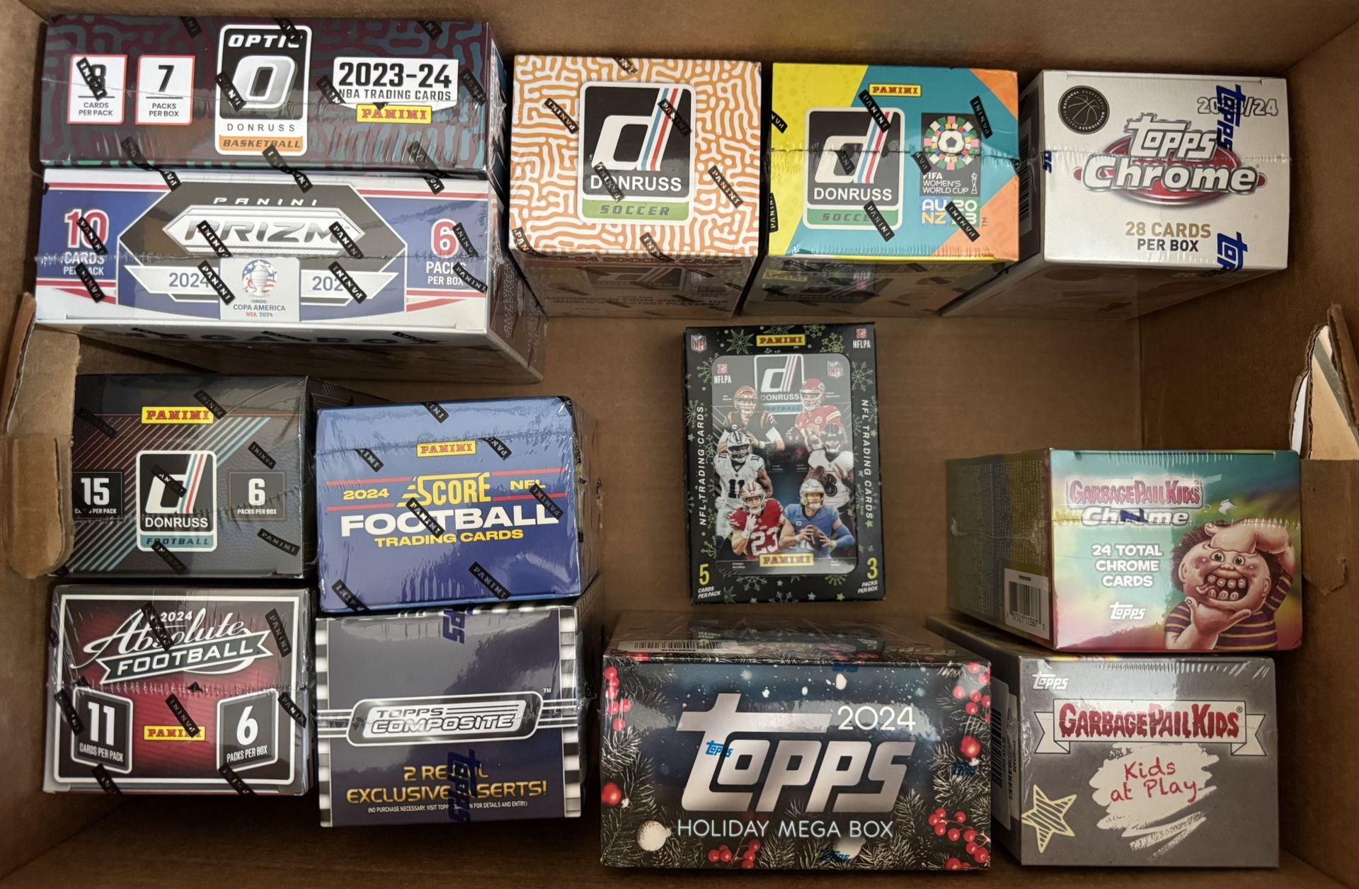 Sportscard Blaster & Mega Boxes Products - BASKETBALL, FOOTBALL, SOCCER, GARBAGE PAIL KIDS NIB