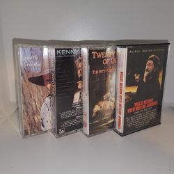 lot of 4 vintage cassette tapes... Kenny Roger's Garth Brooks Willie Nelson Nitty Gritty Dirt band