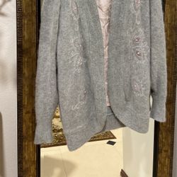 Good Condition Women knit gray large cardigan Japan jareuse"