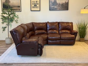 Brown Leather sectional recliner couch delivery available