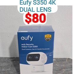 eufy Security Indoor Cam S350, Dual Cameras, 4K UHD Security Camera with 8x Zoom, 360° Camera, Baby Monitor, Pet Camera, Human/Pet Detection, Al Track