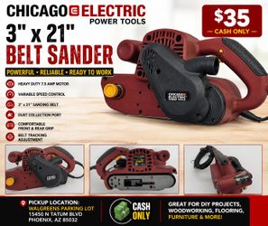 Chicago Electric 3” x 21” Belt Sander #90045 – Heavy Duty 7.5 Amp