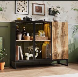 Industrial Glass Door Display Cabinet with LED