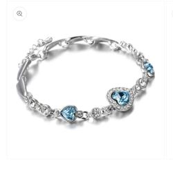 NEW Triple Blue Heart Jewel Rhinestone Bracelet - Made with Swarovski® Crystals