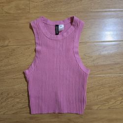 Divided by H&M Pink Knit Crop Top Size Small