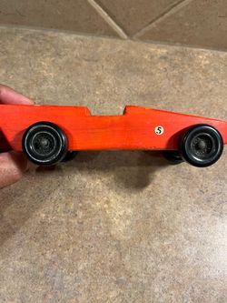 Vintage 1960s Soup Box Derby Wooden Toy Red Race Car
