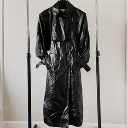 Zara Leather Trench Coat (Black)