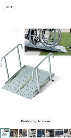 Wheelchair Ramp with Handrails, 3-10" Rise, Non-Slip, Carbon Steel