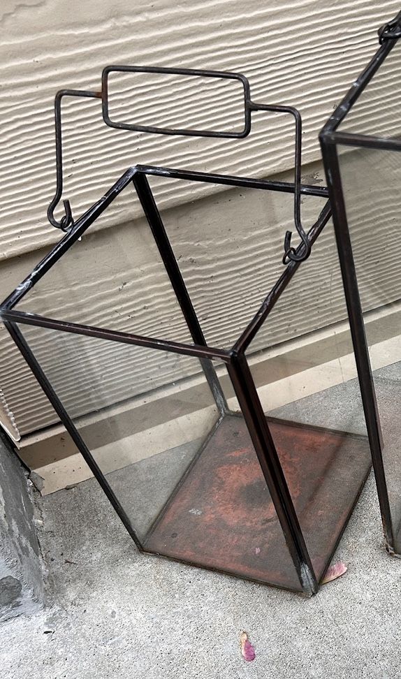 glass box with copper. bottom and handle @12x6
