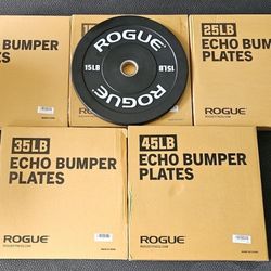 READ DESCRIPTION Rogue Bumper Plates Weights Dumbbells Squat Rack

Prices are below. 

New Rogue Bumper (10/15/25/35/45 lb pairs) - $520
New Rogue Bum