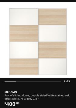 Ikea Pax Mehamn Skytta Sliding Doors Wardrobe 78 3/4” X 92 7/8” White Stained Oak Frames Panels Wardrobe Closet