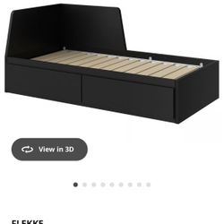 TWIN Bed frame, drawer Storage FLEKKE