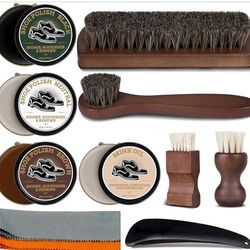 12Pcs Polish Kit for Men & Women - 4 Various Brushes, Black Brown Neutral