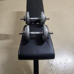 Bench And Weights With 45lb Barbell And 45's