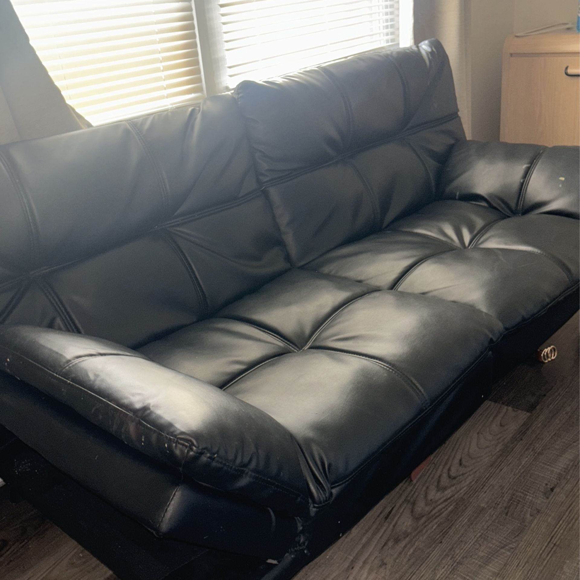 Black Leather Futon 