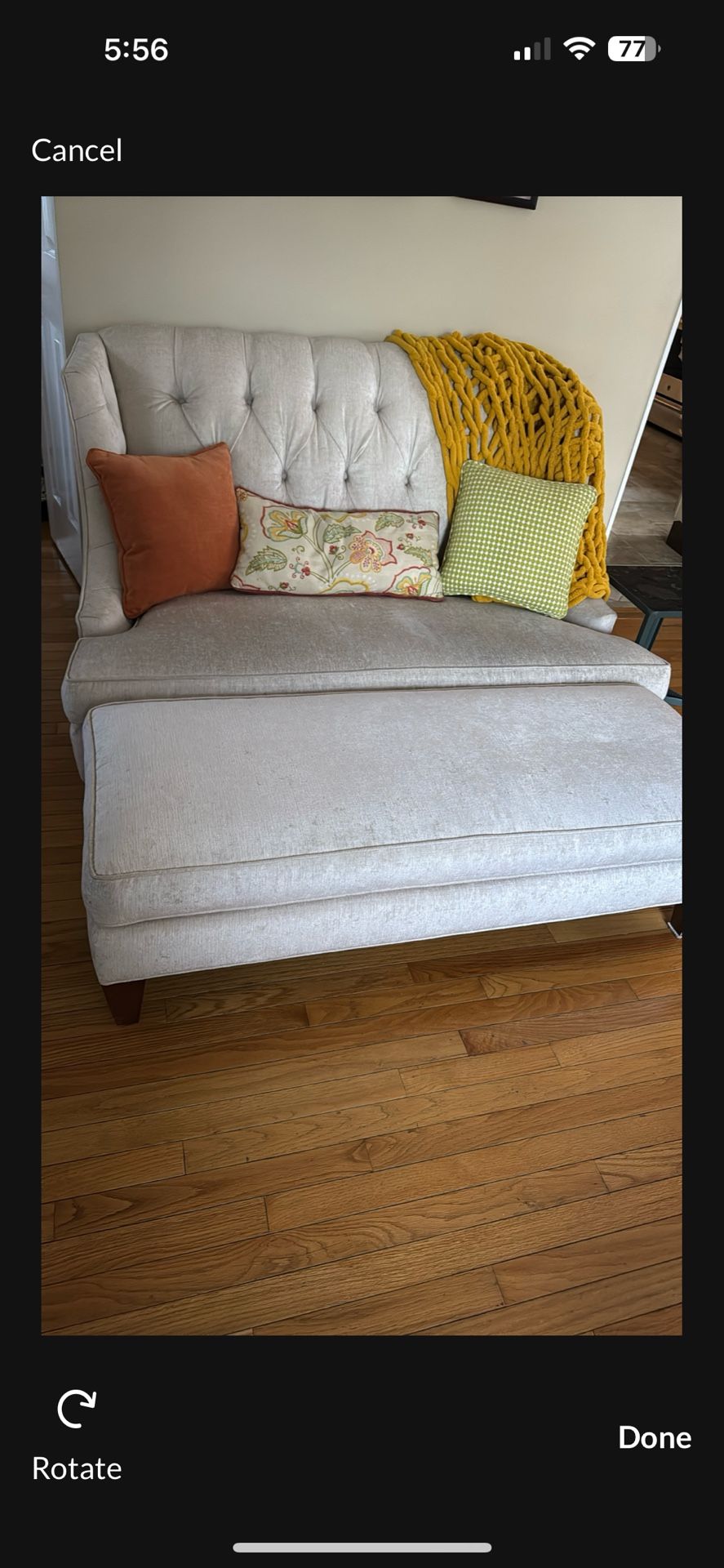 Lexington Settee And ottoman Off White Chenille