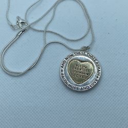 Stainless Steel And Gold Hearts On Sterling Silver Chain 