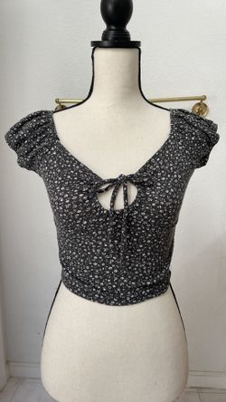 Papermoon Gray Floral Crop Top Girls size 13/14