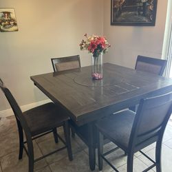 Wood Table With Built In Lazy Susan