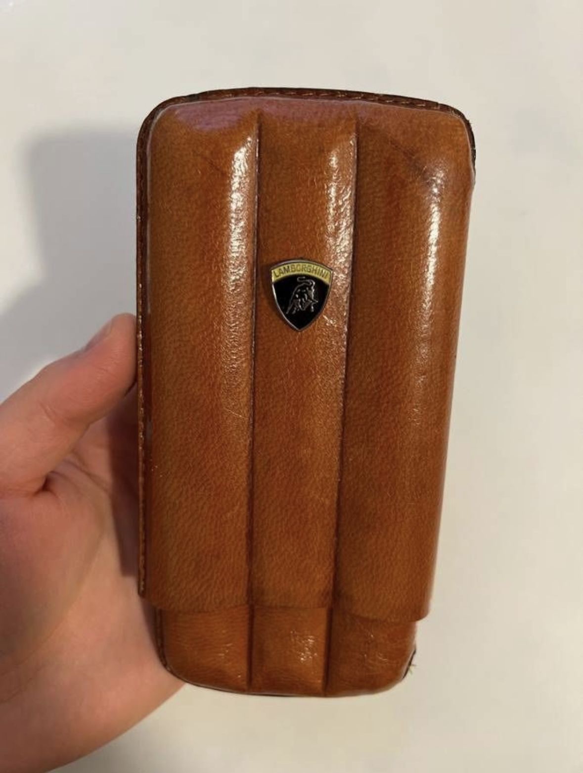Vintage Lamborghini Leather Travel Cigar Holder