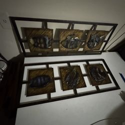 Metal Fish Wall Art Set – Rustic 3D Metal Sculpture Panels (Two Pieces Available)