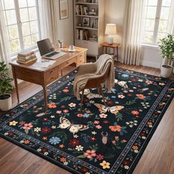Brand New 5 x 7 Butterfly and Insect Print Area Rug