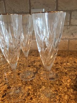 4 elegant Cocktail glasses with gold rim