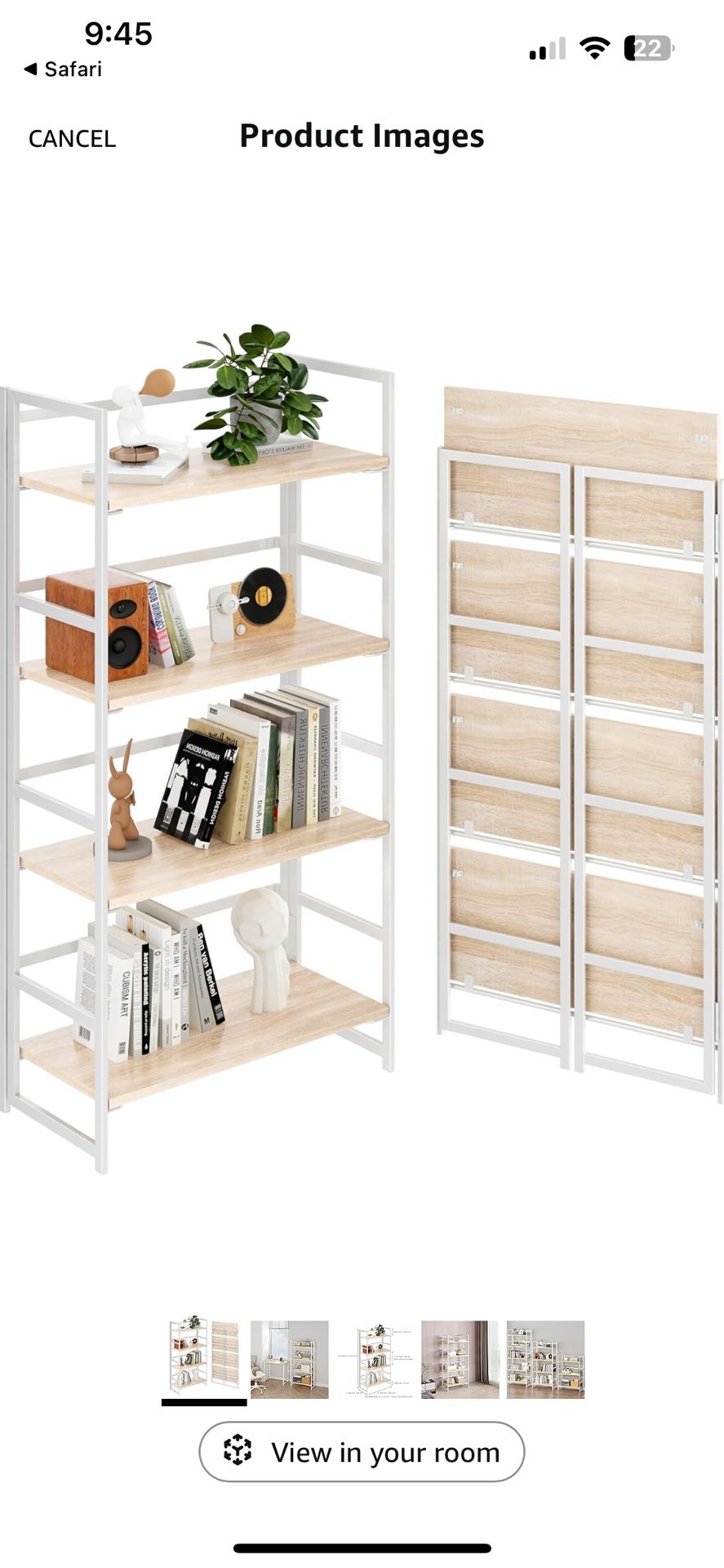 White Foldable Bookshelf