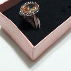 Swarovski Crystal Silver Ring, Size 8