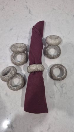 White Silver Beaded Napkin Ring, 8 count