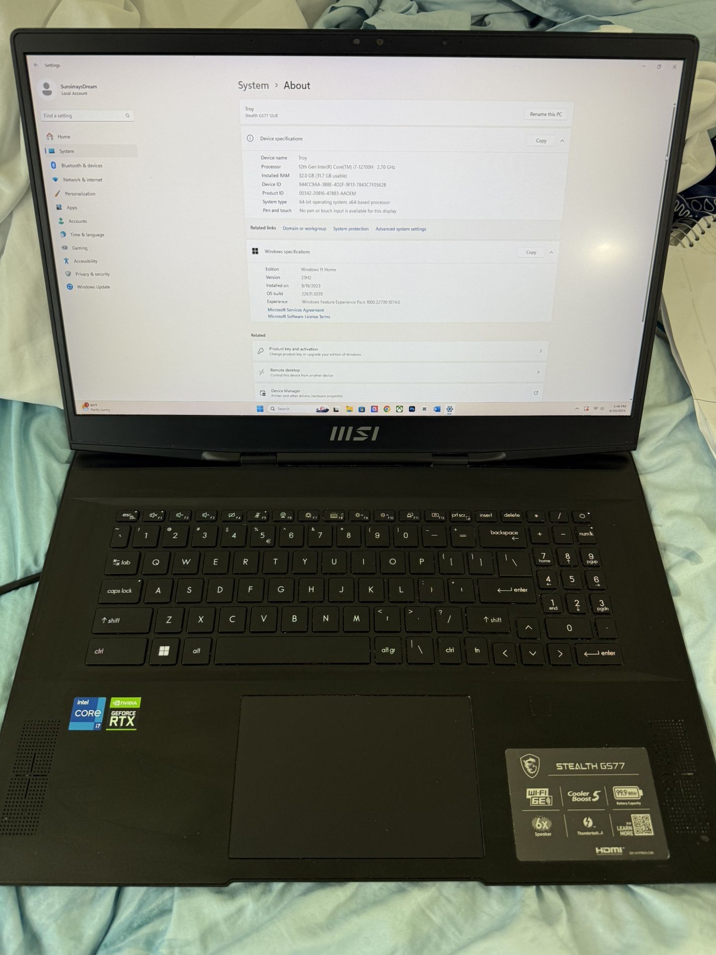 MSI 17.3” i7 Gaming Laptop RTX 3060