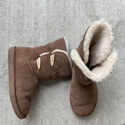 Bearpaw Winter Boots Womens Rosaline Brown Suede Sheepskin Wool Fur Lined size 8