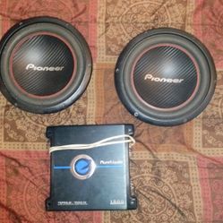 Pioneer 10 inch Subwoofers and Amp
