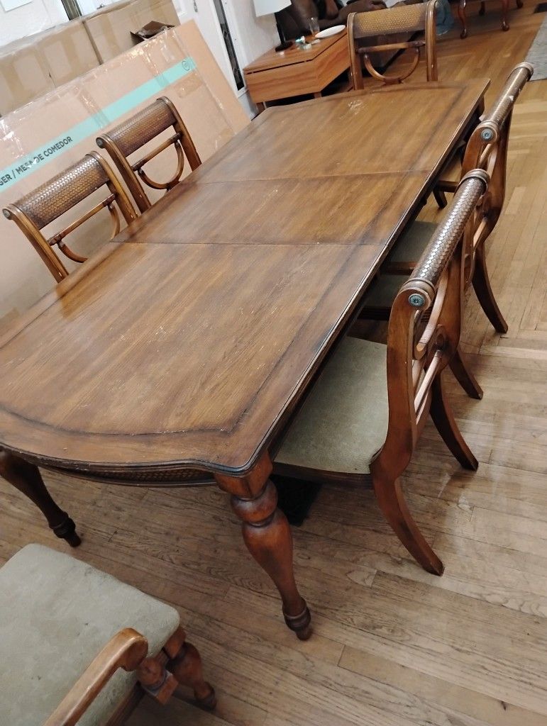 Heavy Duty Kitchen Table Set With 6 Chairs Included 